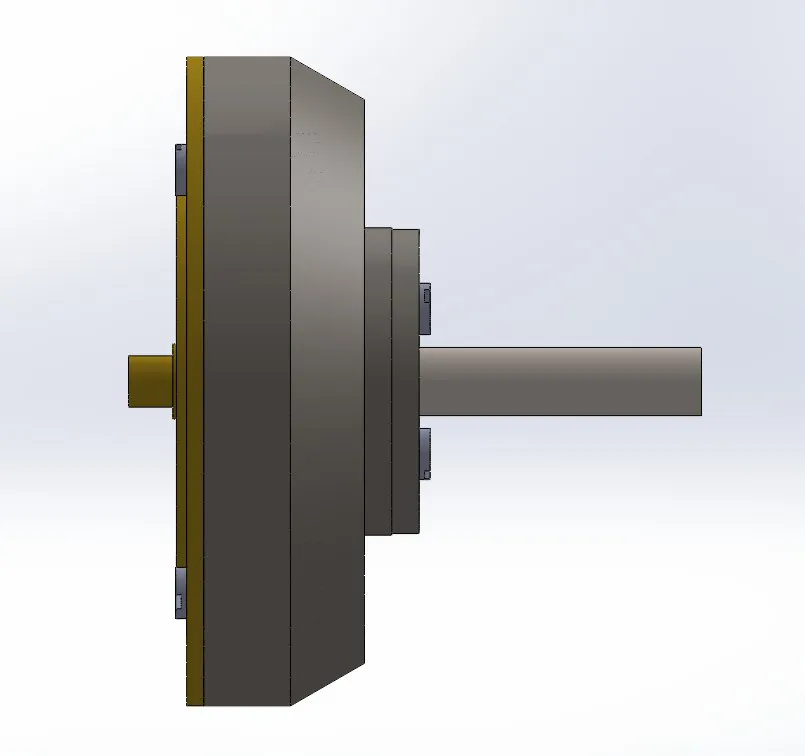 Side view of the redesigned clutch with a thicker D-profile shaft