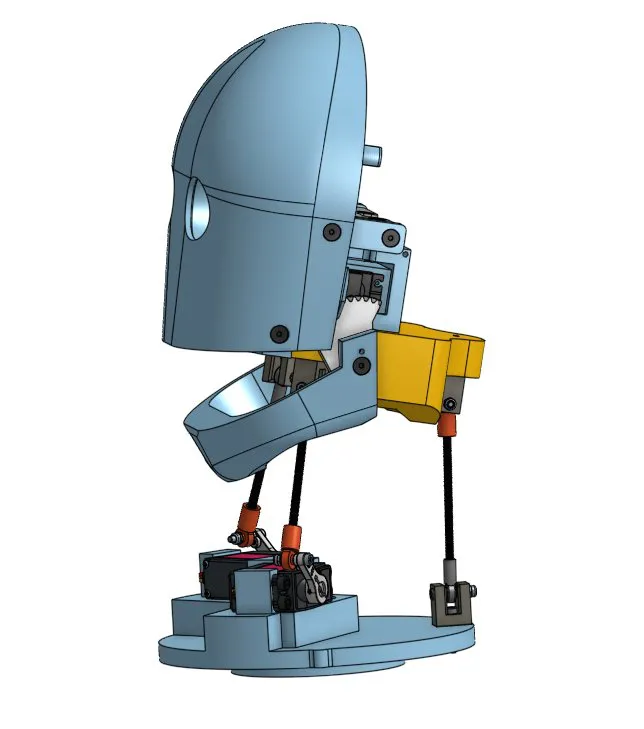 Onshape CAD of the neck mechanism with the head attached